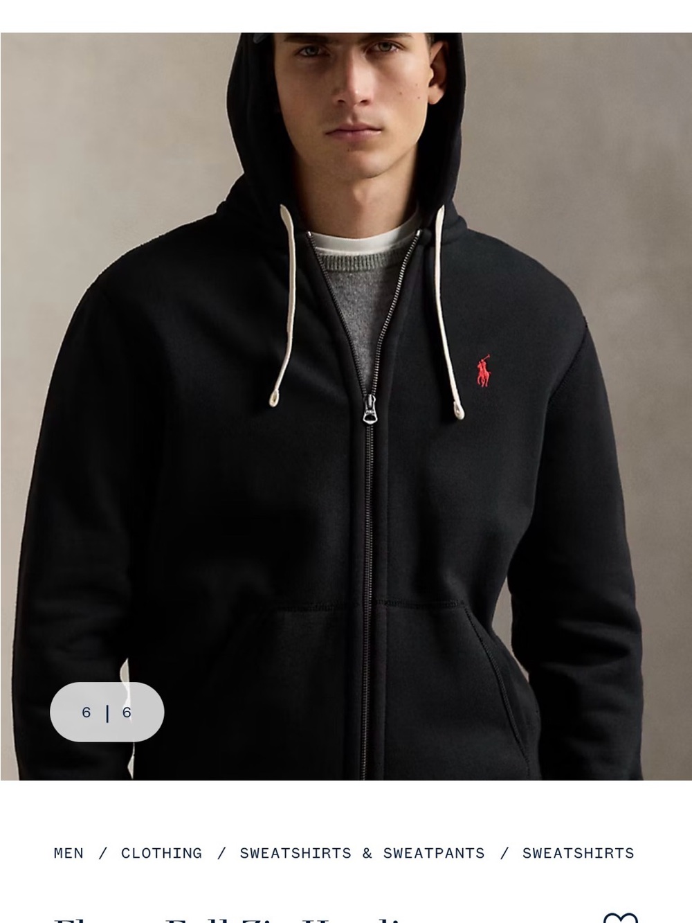 NWT Polo by Ralph Lauren Black Zip-Up Hoodie with Red Pony